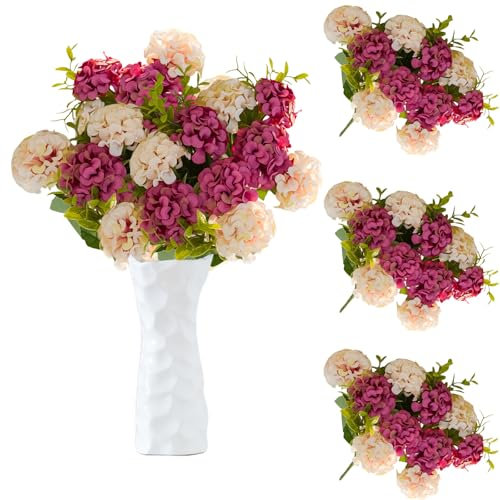 astylishome Faux Flowers that Look Real Long Stem Silk Hydrangea Artificial Flowers Realistic Hydrangea Flowers Bouquet for Wedding Party Office Home Decor 4222