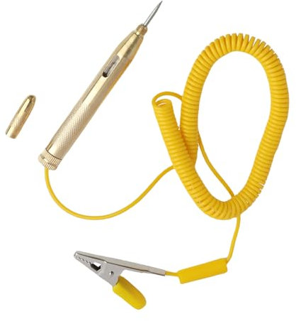 Annlpoy 1pcs penna di tester intelligente per auto DC 6V 12V 24V,tester del circuito del cavo del fusibile con Lampada LED,Cappuccio di Protezione in Rame,per Diagnosi Rapide, Giallo