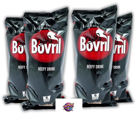 Bundle of 4 | Bovvril Beef Flavoured Instant In-Cup Drink (6 Pack per Box, 24 Drinks) – Rich & Savoury Beef Broth for Quick Enjoyment