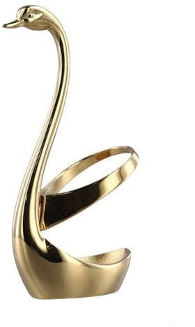 Swan Shaped Stainless Steel Utensil Holder Kitchen Organizer Flatware Container Spoon Storage Rack Countertop Decor Metal Cutlery Stand Home Bar Dining Table Accessory(Gold)