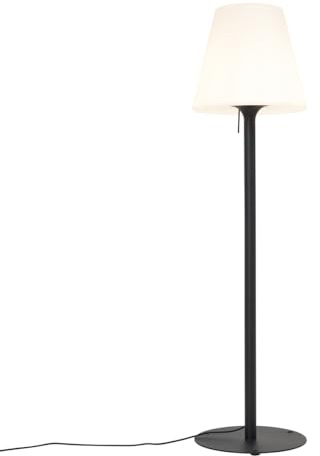 Qazqa Modern außen Stehleuchte mit Schirm, Stehlampe für den Garten - Virginia - Schwarz, max. 15W, Geeignet für LED, 187cm, IP44
