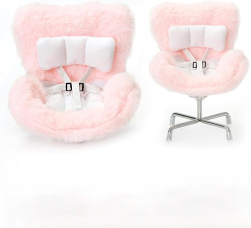 Car Seat for 17cm Dolls with Soft Furry Cushion, Air Vent Clip and Desktop Stand, Cute and Functional Car Ornament for Blind Box Doll Fans and Doll Collectors (Pink)