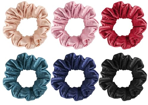 6 Pcs Satin Hair Scrunchies for Women, Elastic Silk Hair Ties | Soft Scrunchy Hairbands Stretch Elastic, Fits Thick Or Thin for Girls and Ladies Daily Wear, Parties, School, Travel