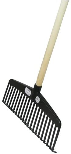 Laubbesen mit Stiel 150cm – Unzerbrechlicher Fächerbesen aus Polyamid – 21 Zinken Laubrechen für Garten & Rasen – Robuster Gartenrechen & Laubarke 38cm Breite