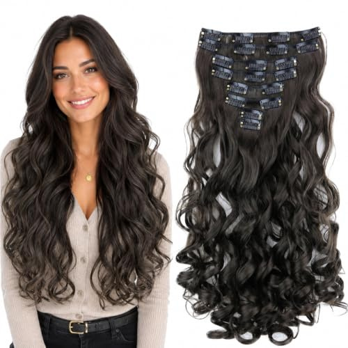 CAISHA XL 7er 45cm CLIP IN EXTENSIONS Haarverlängerung Braun CE6-1