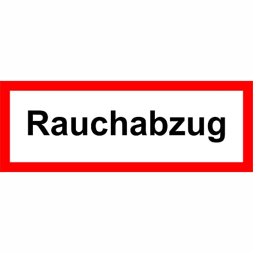 Indigos UG - Schild Rauchabzug Hinweischild Brandschutz, 14,80x5,20 cm - Warnung - Sicherheit - Hotel, Firma, Haus - Aluverbundplatte 3mm - Hinweisschild - Warnschild
