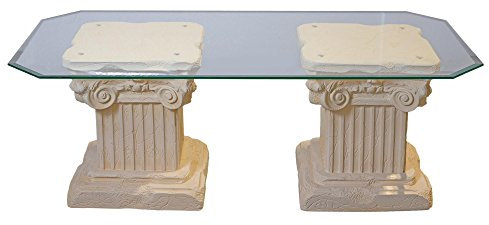 Antikes Wohndesign Couchtisch Wohnzimmertisch Glastisch Säulentisch