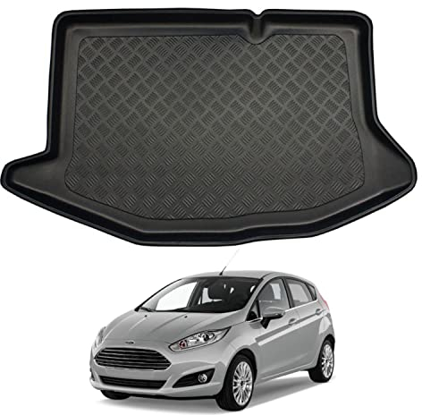 NOMAD Ford Fiesta (2008-2017) [MK6] Boot Liner Tailored Fit Car Floor Mat Protector Non Slip Waterproof Raised Edges Compatible Custom Fit Accessory Black Dog & Pet Friendly Easy Install All-Weather
