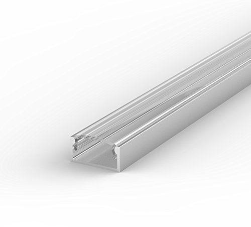 Set: LED Profil, 100cm Profil LED für LED Streifen LT4 + Abdeckung (LT4P Transparent)