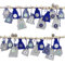 Papierdrachen 24 Adventskalender Stoffsäckchen zum Befüllen – mit Bäckergarn und Klammern – Stoffbeutel zum selber Dekorieren – Geschenksäckchen - Landhausstil blau Nr 13