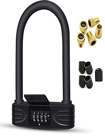 N N.ORANIE Antivol Vélo en U, Cadenas Vélos à Code 4 Chiffres Combinaison Réinitialisable Antivole pour Vélo/Scoote/Motos/Bicyclette/Porte, en Acier Trempé Revêtue de PVC, Efficace et Sécurité