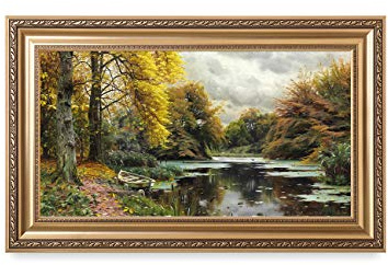 DECORARTS Peder Mork Monsted River Landscape Wall Art, Gold Frame,36x22
