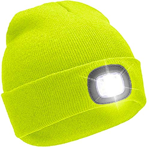 RockJock LED Light Up Mens Adults Hi-Visibility HI VIZ NEON Thermal Beanie Hat