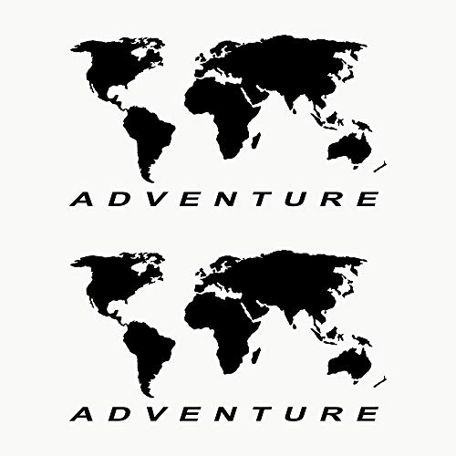 Autodomy Weltkarte Motorradkoffer Off Road Sport Trail 4x4 Aufkleber Paket 2 Stück | Aufkleber Motorradkoffer Adventure für Auto oder Motorrad (Schwarz)