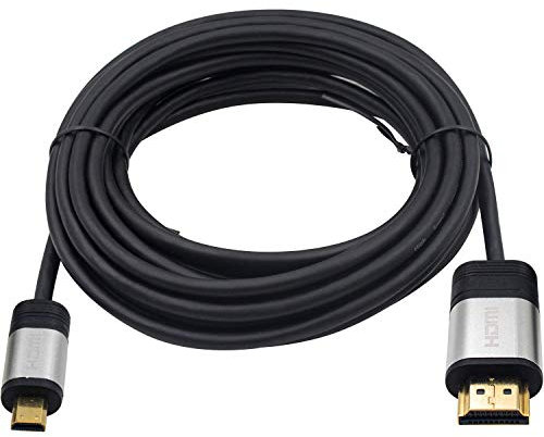 Duttek Câble adaptateur HDMI vers micro HDMI mâle vers HDMI mâle standard 4K x 2K @ 60 Hz prend en charge Ethernet, 3D et canal de retour audio (5 m)