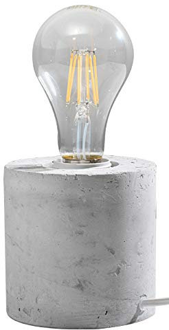 Licht-Erlebnisse Graue Betonlampe rund Ø10cm H:10cm Modern für E27 wohnlich JAZLEAN Wohnzimmer Lampe Tischleuchte