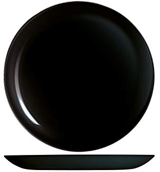 H&H premiere set 6 assiettes plates, verre, noir, 27cm