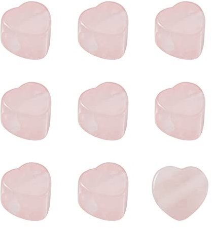 PandaHall 10pcs Large Hole Gemstone Heart European Beads Natural Rose Quartz Stone Beads 13~14x13~14x9~10mm Chakra Healing Spacer Loose Beads for European Charm Bracelet, Hole: 5.5~6mm