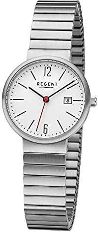 REGENT Damenuhr mit Edelstahl Zugband 29 MM Durchmesser Arabische Zahlen Datum F-1356
