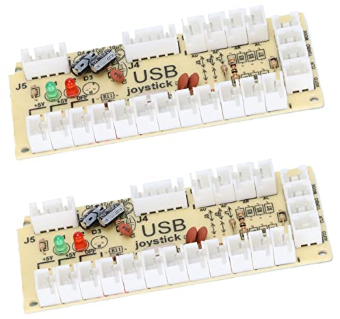 ASHATA Zero Delay USB PC Encoder, Game Controller USB Encoder Board mit Button Wire und 5 Pin Joystick Kabel, für PC für MAME für Retropie(QM070913 (doppelt))