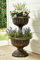 STOREX Large Flowers Plastic Plant Pot Antique Bronze Effect Outdoor Indoor Garden Plastic Terraces, Patio and Decking for Plants, Aloe, Herb, Orchid and More (2 Tier Pot)