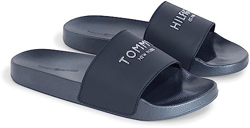 Tommy Hilfiger Scarpe da Mare Donna TH Glitter Pool Slide Ciabatte, Blu (Desert Sky), 35 EU
