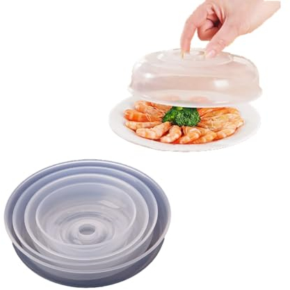 Clear Microwave Cover for Food, Microwave Splatter Cover Reusable Plastics Microwave Plate Lid Dish Covers for Keeps Clean(23cm)