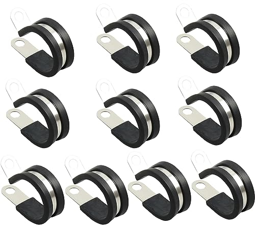 NICAVKIT 10Pcs 22mm abrazadera de cable clips de goma P abrazaderas de manguera abrazaderas de tubo abrazaderas de cable kit de acero inoxidable abrazadera de cable