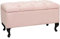 LORDLY Cassapanca Contenitore, Panca Imbottita MODIANO BL 81x42cm – Velluto, Pouf, Poggiapiedi, trapuntato puff, Seduta per Salotto, Corridoio, Camera da letto (Rosa, Gambe Nero)