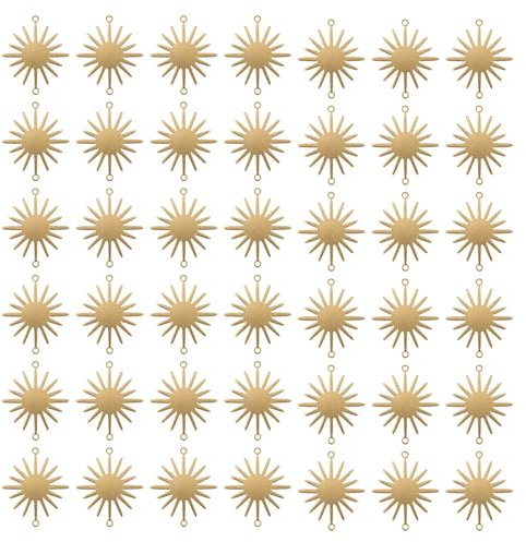 TEHAUX 50 Stück Sonne anhänger Gold - Sonnenförmige Anschlüsse Sonne Bezaubert - Schmuckverbinder für Armbänder - Verknüpfung zum Basteln Gänseblümchen-Flatback Himmlisch Legierung
