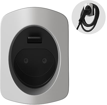 Tera EV Ladegeräthalter Typ2-Ladegerät: Hochbelastbares Material Elektroauto-Wandhalterungsstecker Ladekabelhalter Organizer für alle Wetterbedingungen Elektrofahrzeug-Ladestation Autozubehör Silber