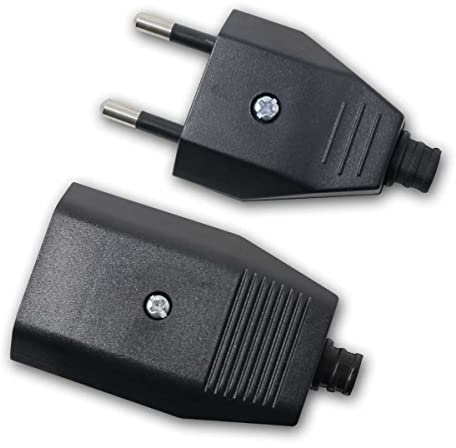 world-trading-net - 5er Set Europa-Kupplung & Stecker, schwarz, Schraubanschluss, Steckrichtung gerade, max. 250V/2,5A, mit Zugentlastung