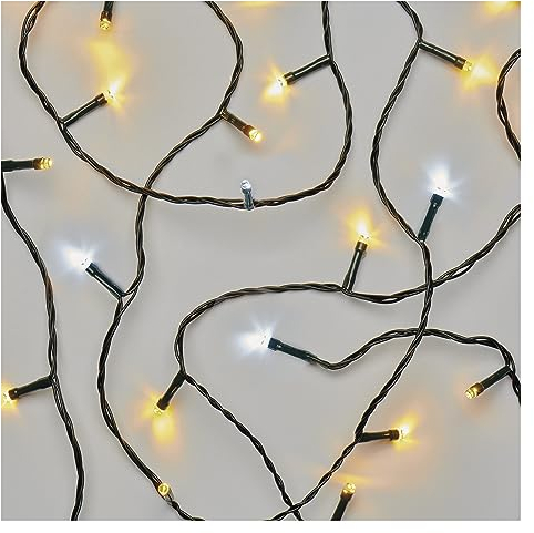 EMOS Connect System 10m Lichterkette Standard, Weihnachtslichterkette 50 LEDs Warmweiß/50 LEDs Kaltweiß, Erweiterungsteil C (ohne Verbindungskabel und Adapter), IP44 für Innen und Außen
