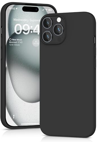 YATWIN Silicone Case for iPhone 15 Pro Max, Soft-Touch, Shockproof, DustProof, Antiskid Full Body Armour Phone Cover for Apple iPhone 15 Pro Max - Black