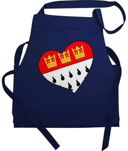 Schürze - Karneval & Fasching - Erwachsene - Köln Wappen Herz I Geschenk für Köln Fans - 60x87 - Navy Blau - koch geschenke männer faschings koln omis carnival kölle kochen rosenmontag koeln