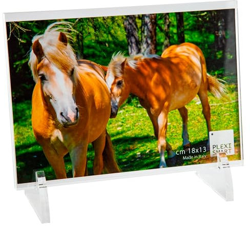 Plexismart Bilderrahmen 18 x 13 cm aus Plexiglas - Tisch-Bilderrahmen mit Füßen aus Plexiglas. Made in Italy, transparent