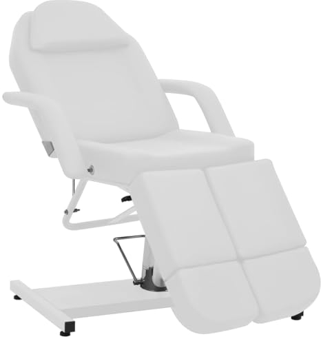 Festnight Kosmetikliege Kunstleder Massageliege Tattooliege Kosmetikstuhl Therapieliege Massagetisch Professionelle Massagebett Schönheitsstuhl 360 Grad Drehbar Weiß