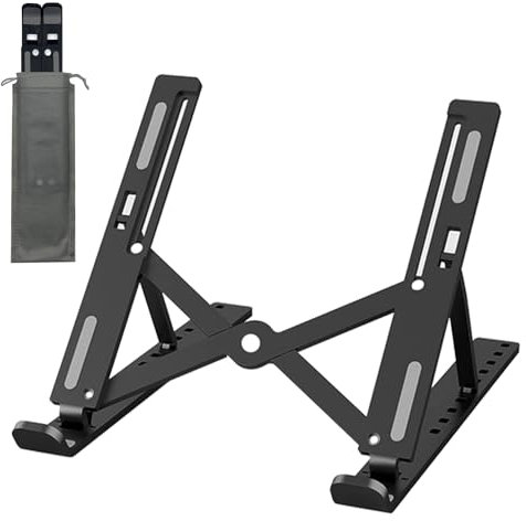 RANYAKE Laptop Stand Portable Plastic Laptop Stand 10 Levels of Height Adjustable Laptop Holder for Desk Ventilated Cooling Computer Stand Compatible with 10-15.6” Laptops