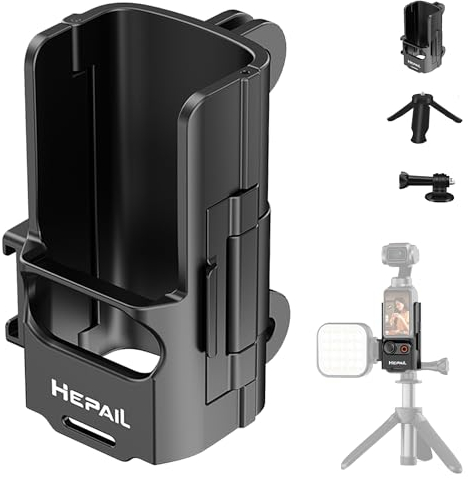 DJI Osmo Pocket 3 Expansion Frame Adapter Protective Bracket with Tripod and Action Adapter Compatible for Accessories with 1/4 Cold Shoe Action Camera Mount