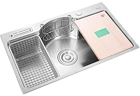 Küchenspülen, Edelstahl-Badewanne, Einzelschüssel, Bartheke, Mini-Quadrat-Einzelschüssel, 22 cm, große Tiefe, multifunktional, eingebettet unter dem Waschbecken