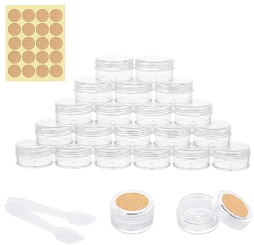 Döschen 20 Stück Döschen mit Deckel 10g 10ml Cremedose Leerdose Kunststoff Transparent Tiegel kleine döschen für lippenbalsam Kosmetik Nailart (Transparent)