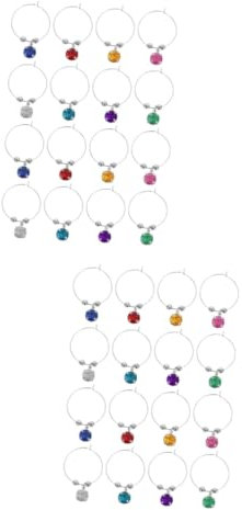 Cabilock 32 Piezas Marcador de Copa de Vino Etiquetas para Vasos de Vino amuletos de Vino para Copas sin pie Signo de Copa de encantos de Vino Anillos para marcar Copas de Vino Haoshi