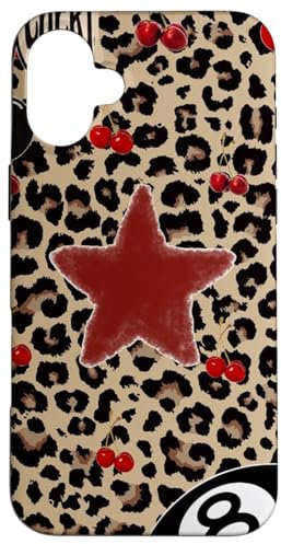 Star & Cherry 8 Ball Y2K On Cheetah Leopard Print Case for iPhone 16 Plus