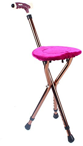 Walking Stick with Seat Foldable for Women Elderly,Height Five-Speed Adjustable,Triangular Aluminum Alloy Cane Stool Folding Seat