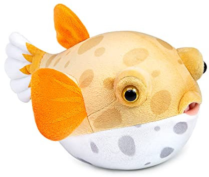 lilizzhoumax Kugelfisch-Plüschtier 8” Simuliertes Tier Klein Kugelfisch Kawaii Pufferfisch-Plüschtier Realistische Fisch Plüsch Spielzeug für Wilde Tiere Geschenk für Kinder gelb