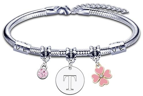 KJKJKJ A-Z 26 Lettera Iniziale Ciondolo Bracciale Personalizzato - Regalo di Compleanno per Figlia, Sorelle, Amici, Amante - Idea per Natale e Laurea