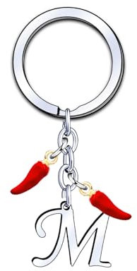 YUANSI Porte-clés Initial A-Z, Pendentif Décoratif Piment, Cadeau pour Femme Homme, Anniversaire Noël (M)