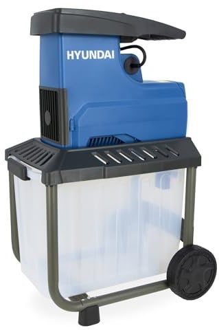 HYUNDAI Elektro-Gartenhäcksler GH28045E | 2.800W, max. 45 mm Aststärke | 60L Box | Selbsteinzug und Rücklauf | Leiser Walzenhäcksler