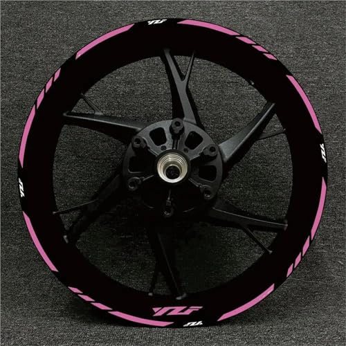 SHQXD Tankaufkleber Motorrad-Radaufkleber Für Yamaha R1 R15 R125 R6 R7 MT-09 MT09 MT07 MT10 Tracer -Streifen Reflektierende Felgenaufkleber Zubehör(Pink)