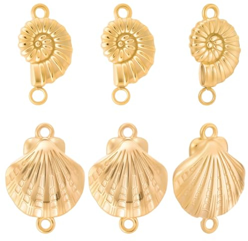 Beebeecraft 20 pièce 2 Styles Breloques en Métal Plaqué Or 18 carats Coquillage Coquille Saint Jacques pour L'Été la Plage la Fabrication de Bijoux Bricolage Collier Bracelet